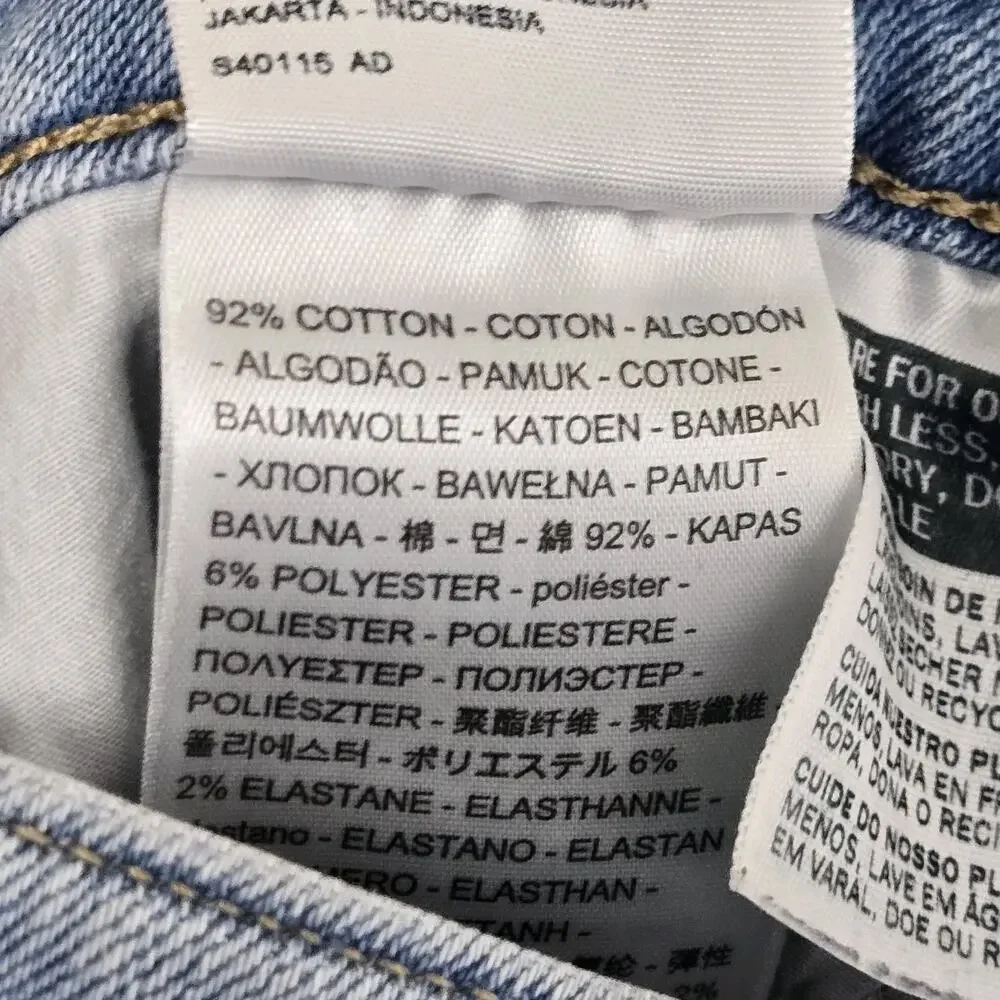 Levi's 711 Distressed Skinny Jeans Size 26 Waist Light Wash Blue